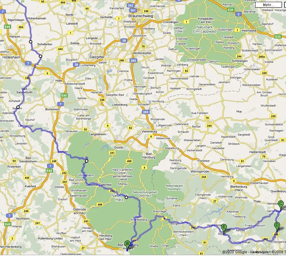 2008-07-13 HarzTour Rundfahrt Karte