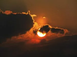 Abends auf Balkon Sonnenuntergang