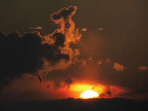 Abends auf Balkon Sonnenuntergang
