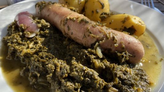 Grünkohl und Bregenwurst - serviert