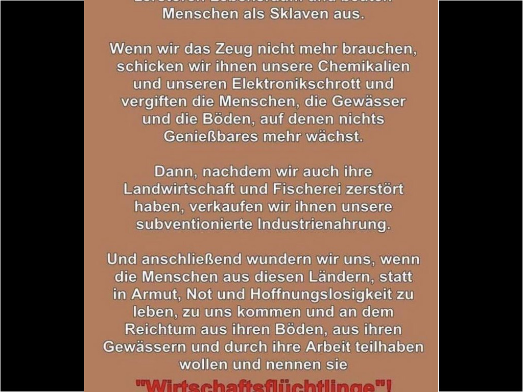 Netzfundstück - Wirtschaftsflüchtling